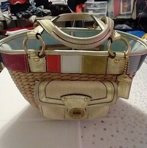 Coach straw Woven Tote Bag
